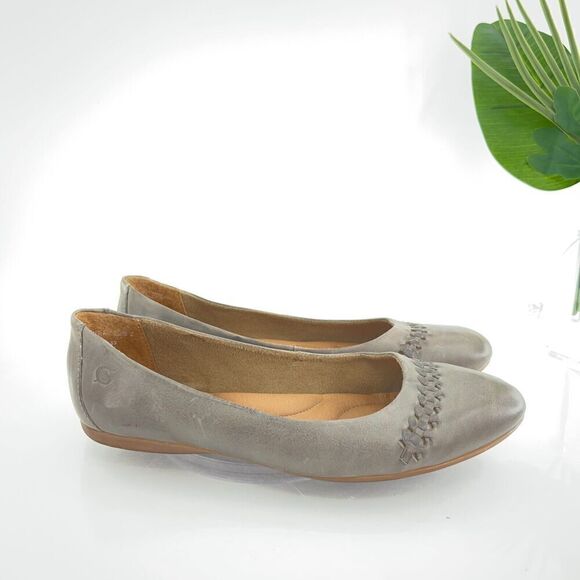 Born Madeleine Ballet Flats Women's Size 8 Gray Leather Braided Shoes Comfy - Picture 5 of 15